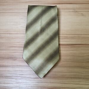 Laurant Benon Men's Silk Neck Tie Beige Gold Ombre Dot Stripes Eclectic Office